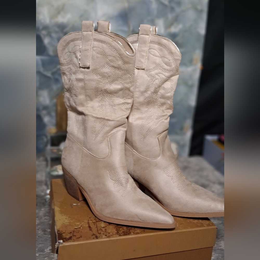 Reiss Beige Leather Ankle Boots